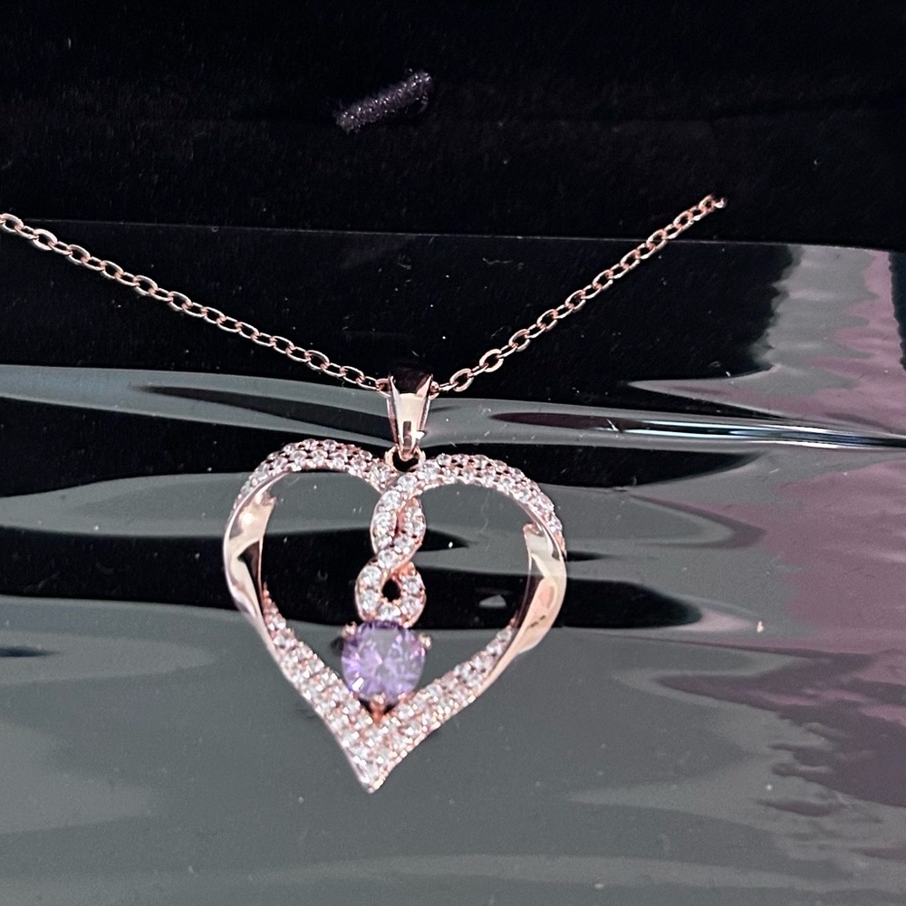 LOUISA SECRET Infinity Heart Necklaces Gold Plated-925 Silver Purple